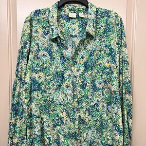 Westbound Women's 2X Long Sleeve Dot Button Down